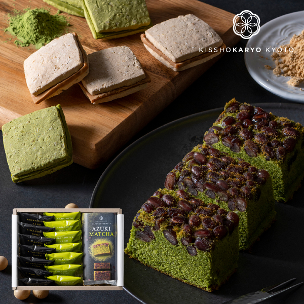 吉祥菓寮 京都 きな粉＆抹茶のチョコサンドクッキーとたっぷり小豆の宇治抹茶ケーキ（15個入）