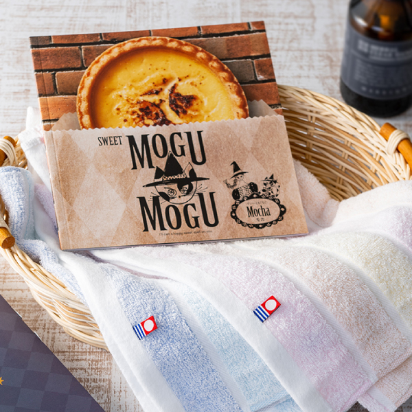 【送料無料】「すいーともぐもぐ」モカ＆今治 カラーレイズ フェイスタオル2枚セット
