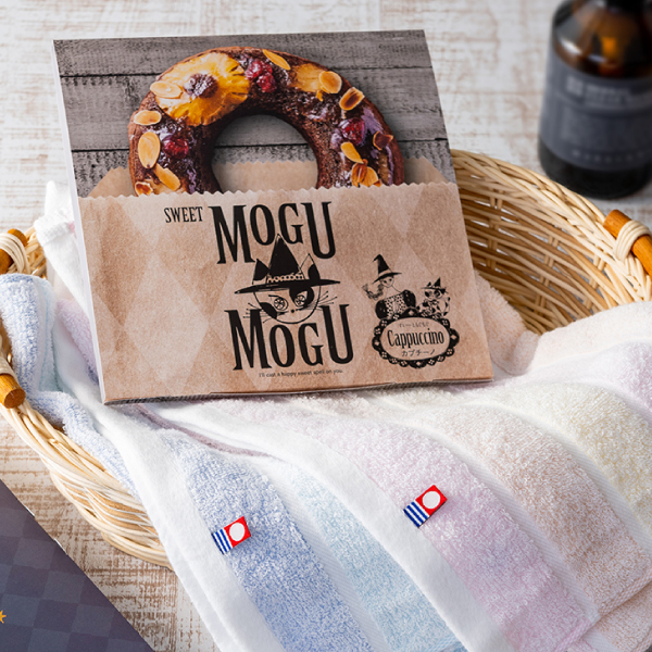 【送料無料】「すいーともぐもぐ」カプチーノ＆今治 カラーレイズ フェイスタオル2枚セット