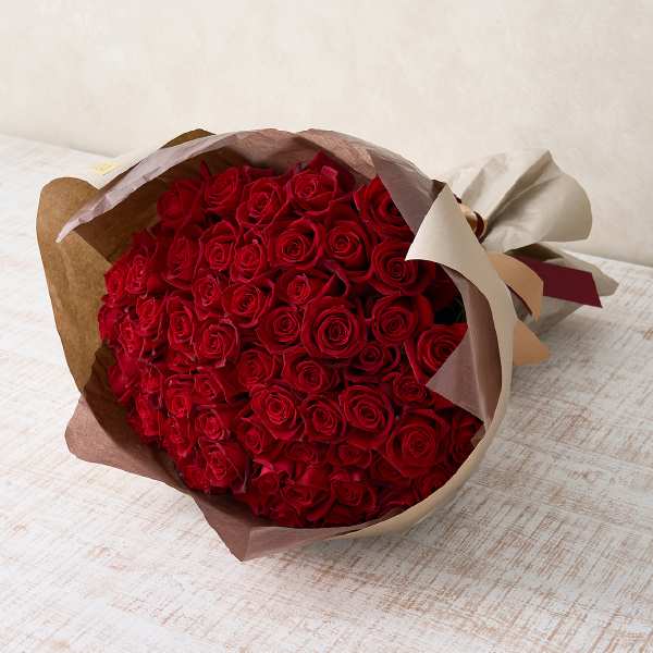 深紅のバラ サムライ60本ブーケ