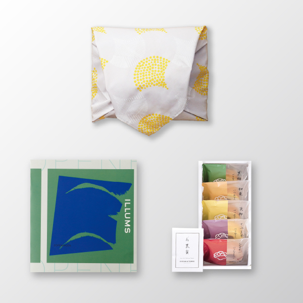 風呂敷で贈る｜カタログギフト ILLUMS（イルムス） COPENHAGENコース ＋ 極バームセットA