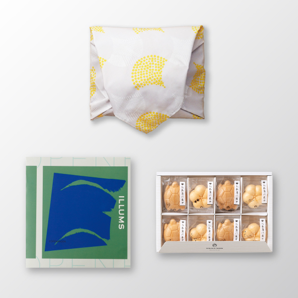 風呂敷で贈る｜カタログギフト ILLUMS（イルムス） COPENHAGENコース ＋ お茶漬け最中セットB
