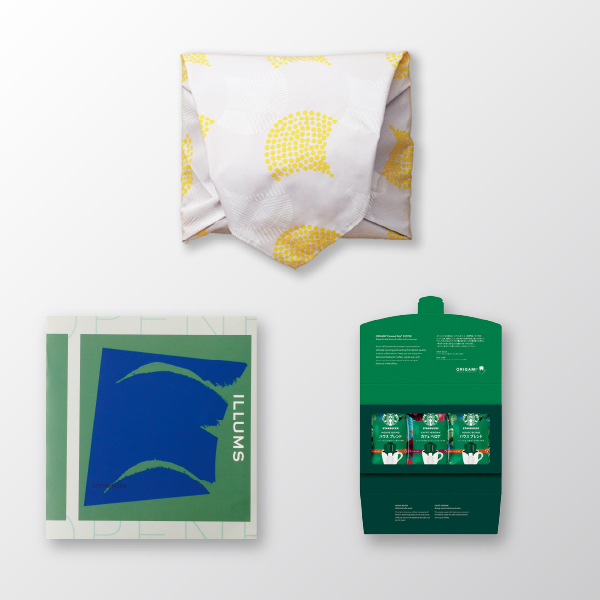 風呂敷で贈る｜カタログギフト ILLUMS 10,800円コース COPENHAGEN ＋ スターバックス オリガミ パーソナルドリップ コーヒーギフトA