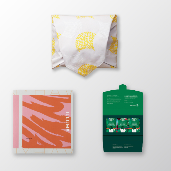 風呂敷で贈る｜カタログギフト ILLUMS 15,800円コース NYHAVN ＋ スターバックス オリガミ パーソナルドリップ コーヒーギフトA