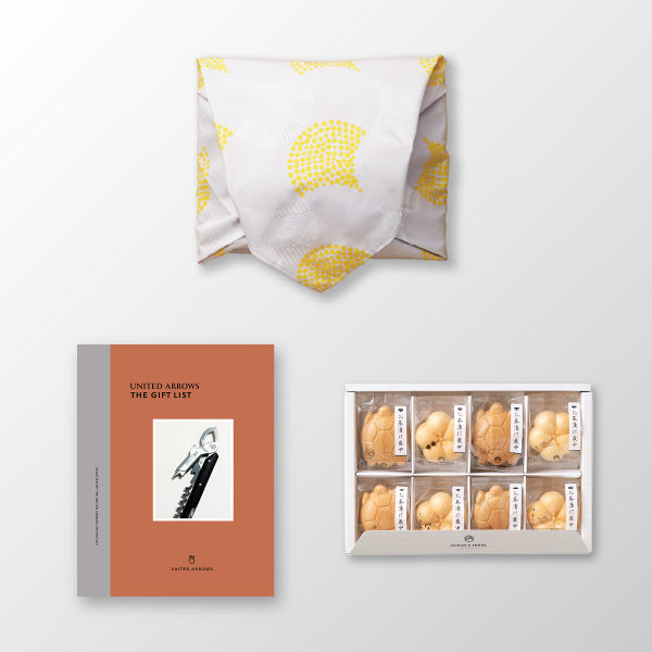 風呂敷で贈る｜カタログギフト UNITED ARROWS THE GIFT LIST Bコース ＋ お茶漬け最中セットB
