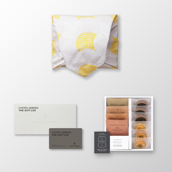 風呂敷で贈る｜カタログギフト カードタイプ UNITED ARROWS THE GIFT LIST Aコース ＋ Speciality Coffee＆バームセット