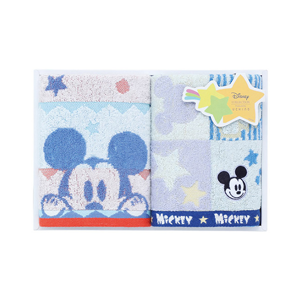 ディズニー ハピネスフレーク フェイスタオル2枚セット（ブルー）