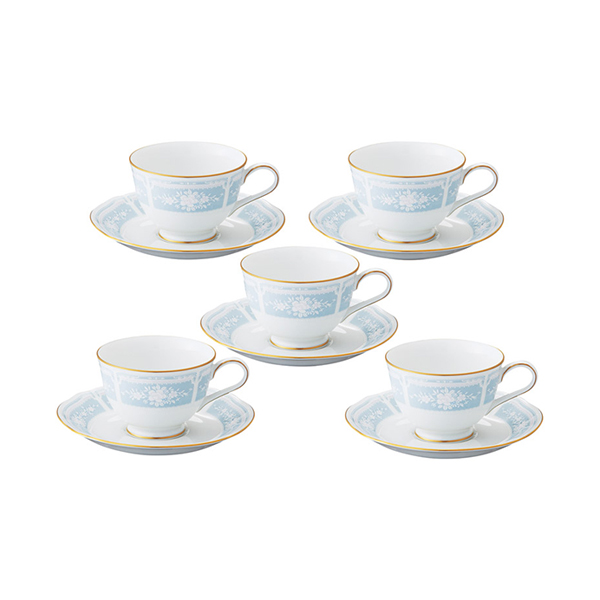 ノリタケ レースウッドゴールド ティーコーヒー碗皿5客セット