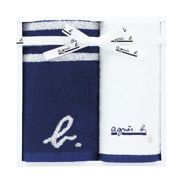 アニエスベー abマリニエール フェイス1P・ゲストタオル1P(ダークブルー)