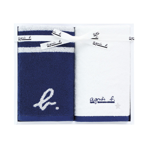 アニエスベー abマリニエール フェイスタオル2P(ダークブルー)