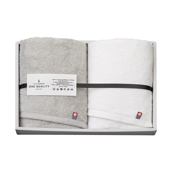 今治タオル ONE QUALITY フェイスタオル2P（シルバーグレー）