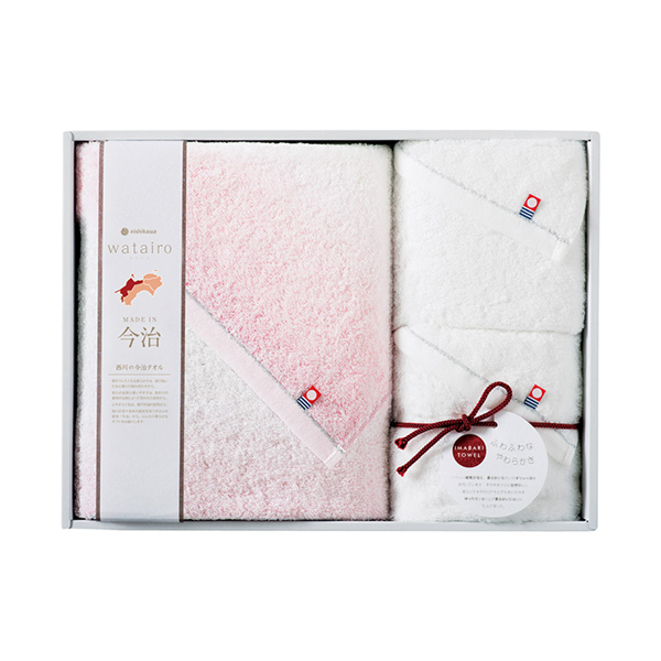 今治 わたいろ タオルギフト バス1P・フェイスタオル2P(ピンク)