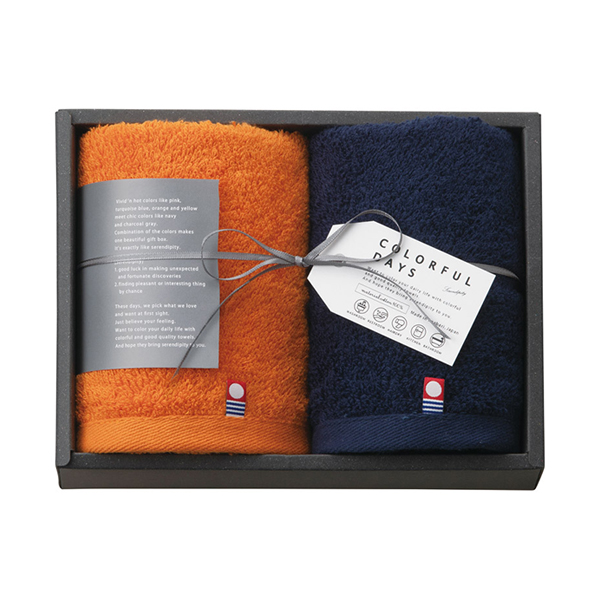 カラフルデイズ フェイスタオル2P（オレンジ）