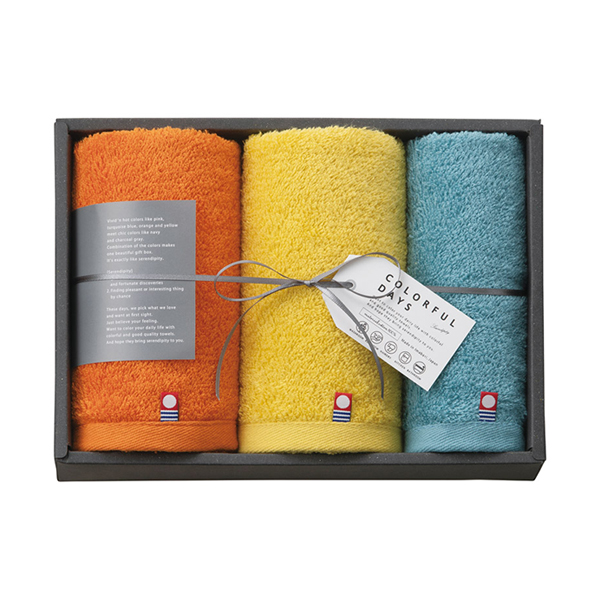 カラフルデイズ フェイス2P・ハンドタオル1P(オレンジ)