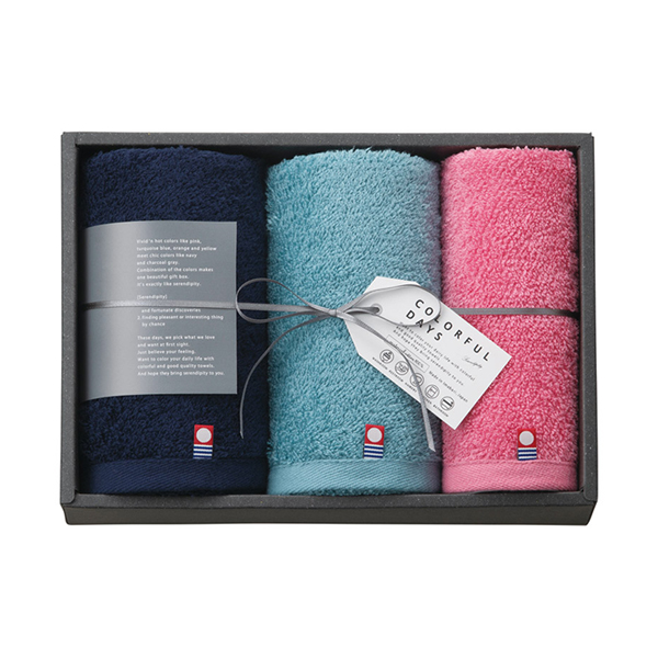 カラフルデイズ フェイス2P・ハンドタオル1P(ピンク)