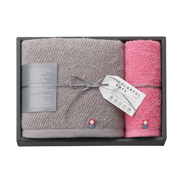 カラフルデイズ バス1P・ハンドタオル1P(ピンク)