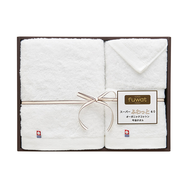 スーパーふわっと40 オーガニックコットン今治タオルセット (ホワイト)A