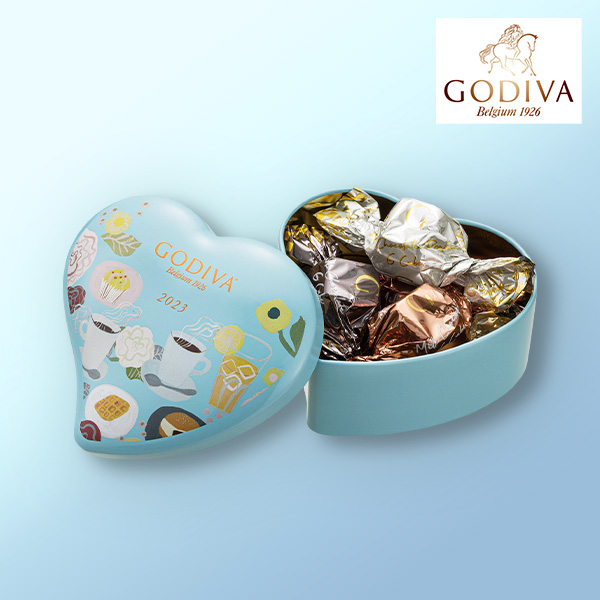 遅れてごめんね☆GODIVA カフェ Gキューブ アソートメントミニハート缶(5粒入)
