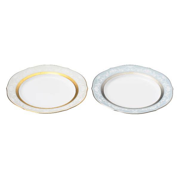 画像:Noritake ノリタケ ハンプシャーゴールド&プラチナ 23cmアクセントプレートペアセット(色変り)