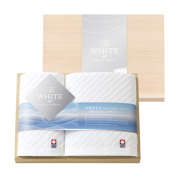 画像:今治The WHITE(木箱) スリムバス1P・フェイスタオル1P